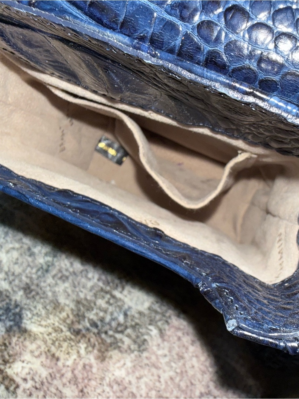 Brahmin Croc-Embossed Navy Crossbody Bag with Tassel - Picture 7 of 10
